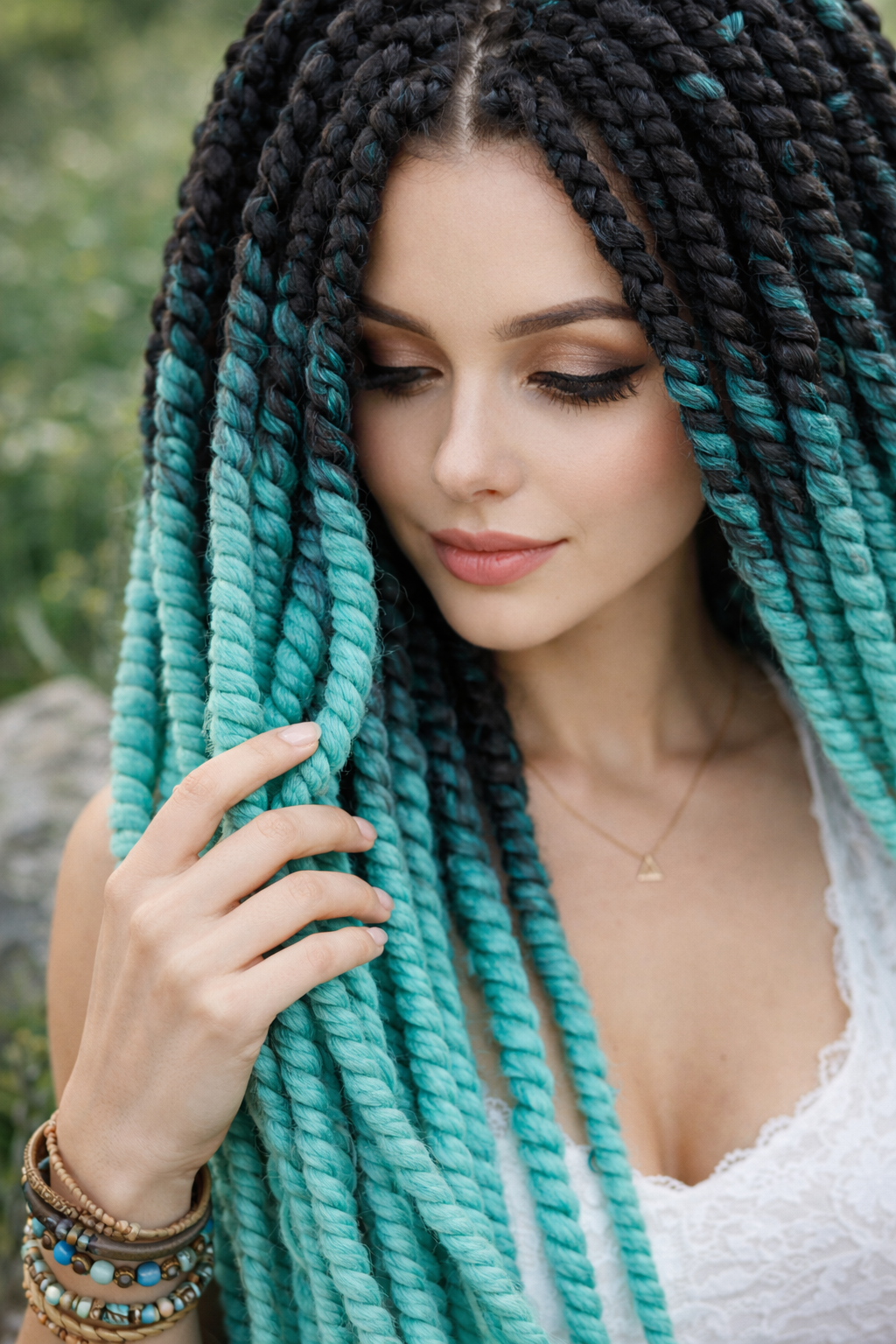 Vibrant Teal Ombre Havana Twists — Winter Twist Hairstyles