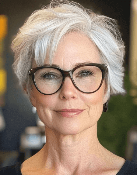 Salt And Pepper Visual Idea — Winter Hairstyles for Women Over 70