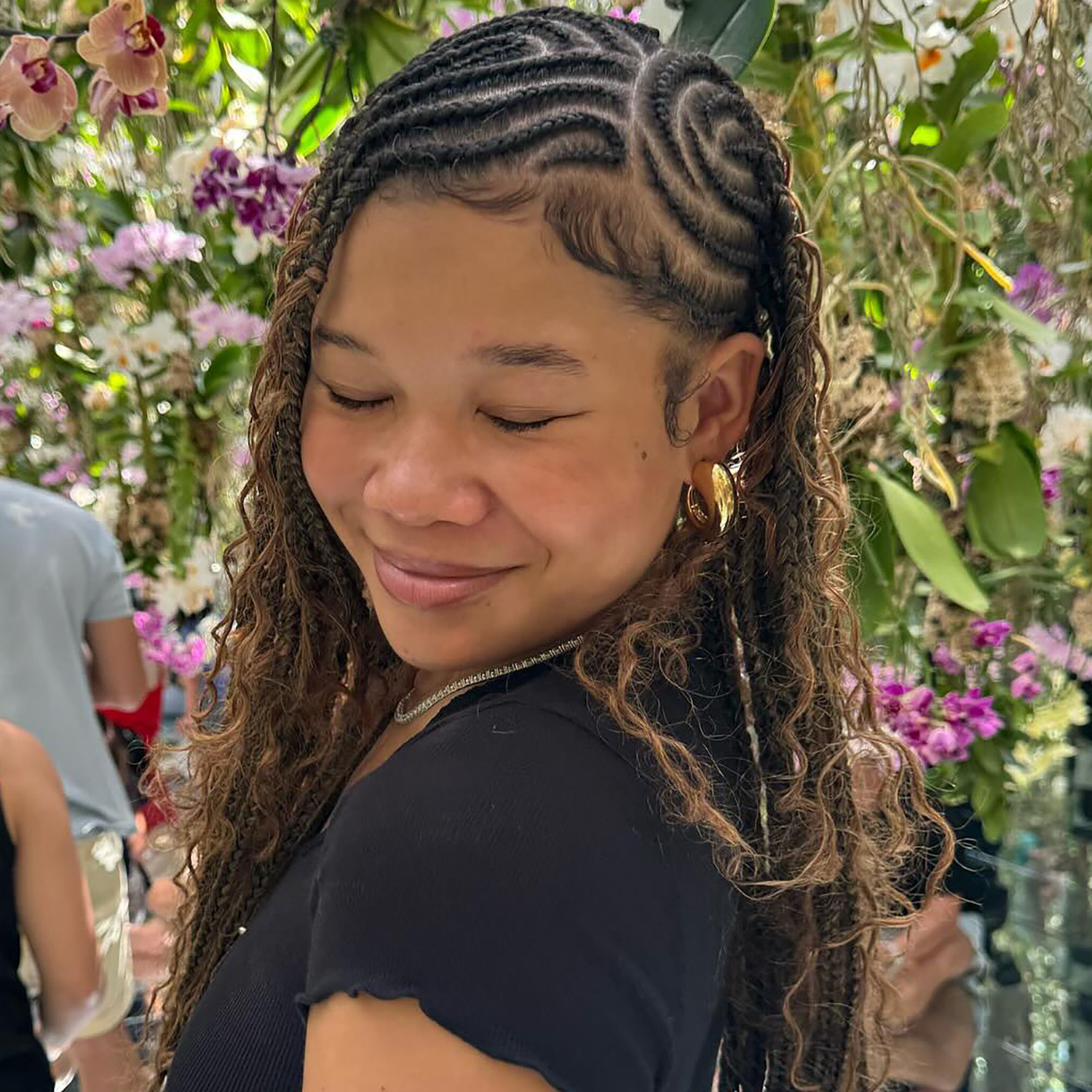 Dark Brown Braids with Caramel Highlights and Cornrows — Winter Braid Colors for Black Women
