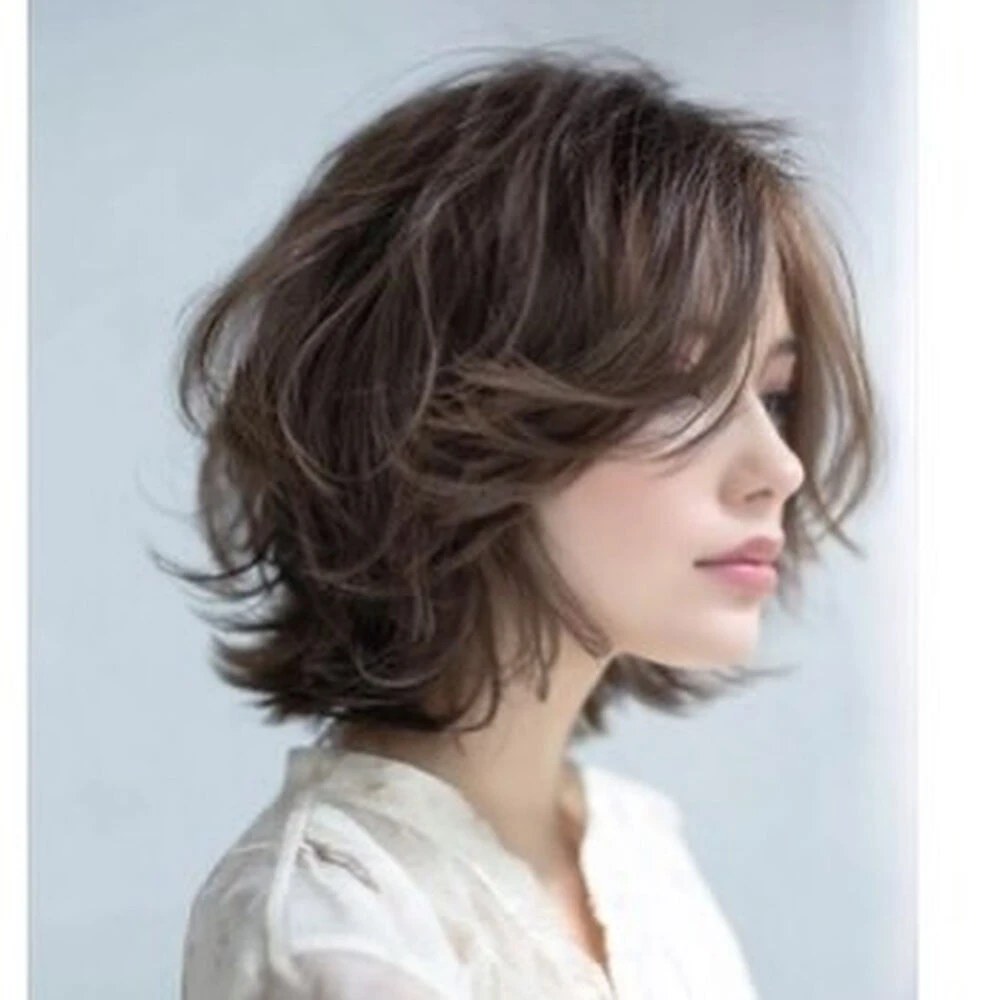 Short Tousled Bob Ash Brown Wispy Bangs Short Tousled Bob Ash Brown Wispy Bangs β Winter Layered Haircuts
