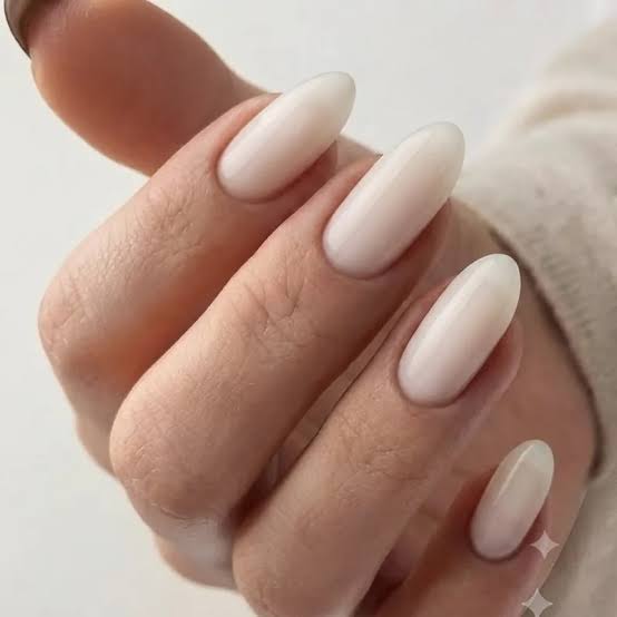 Semi-Opaque Milky White Almond Nails Semi-Opaque Milky White Almond Nails β Milky White Nails