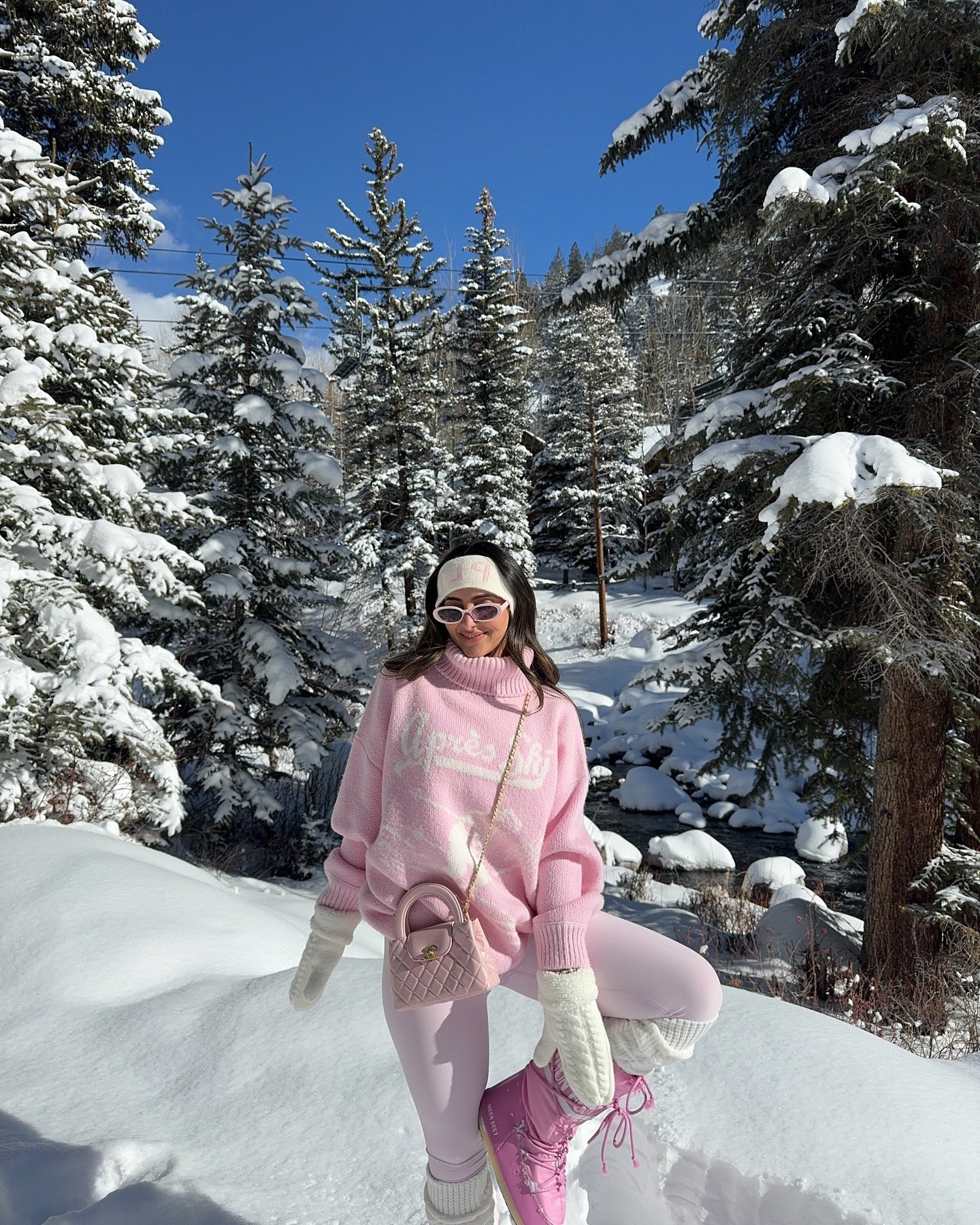Playful Pink 'Après Ski' Knit Set with Quilted Details Playful Pink 'Après Ski' Knit Set with Quilted Details — Ski Outfits