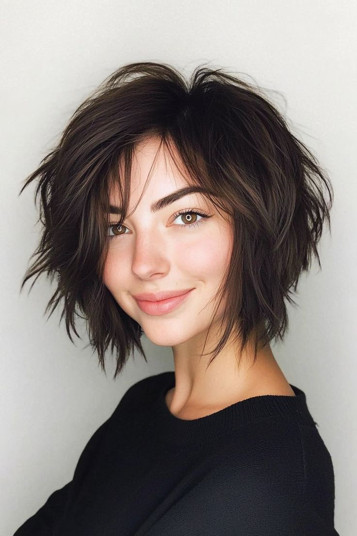 Messy Chin Shaggy Bob With Fringe Messy Chin Shaggy Bob With Fringe β Winter Shag Haircuts