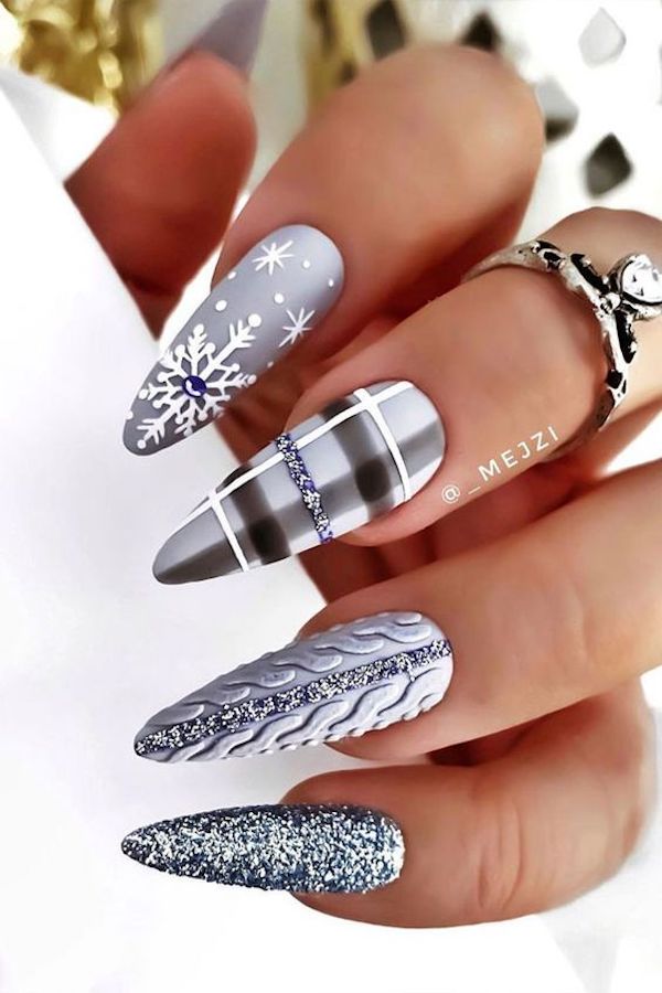Winter Visual Idea — Winter Gray Nails