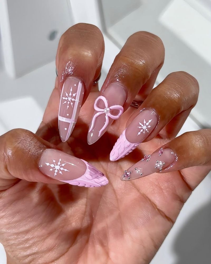 Glossy Textured Visual Idea Glossy Textured Visual Idea β Christmas Acrylic Nails 2026