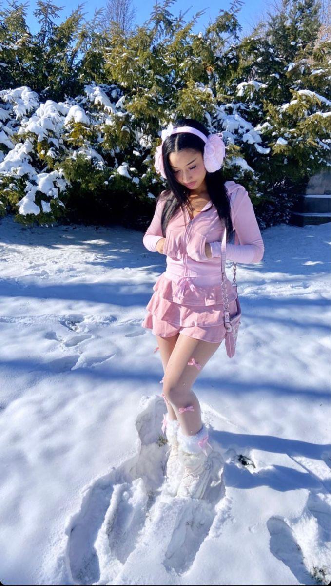Velour Tracksuit with Mini Skirt and Bows — Winter School Outfits