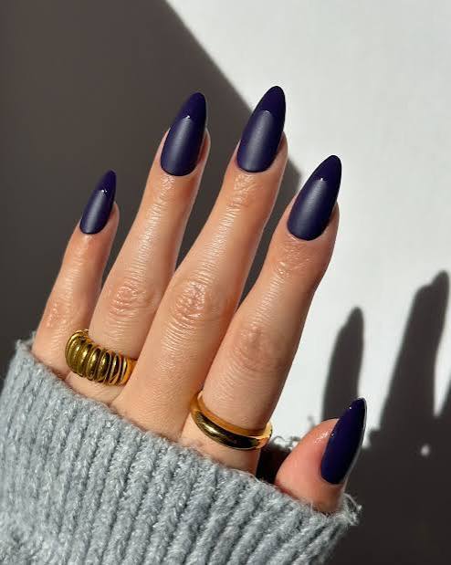 Deep Navy Matte Stiletto Nails Deep Navy Matte Stiletto Nails β Winter Matte Nails