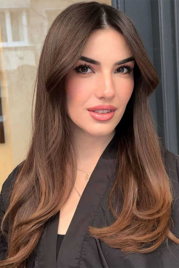 Espresso Brown Solid Collarbone Espresso With Side Bangs — Espresso Brown Hair