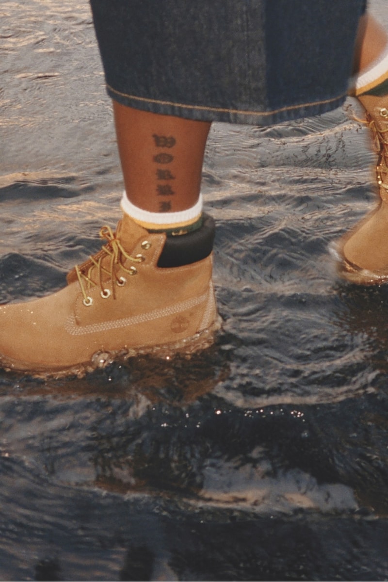 Unexpected Element: Timberlands in Water with Denim Skirt — Timberland Boots Outfits