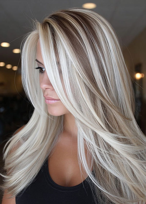 Platinum Blonde With Dark Brown Lowlights Platinum Blonde With Dark Brown Lowlights β Lowlights for Blonde Hair