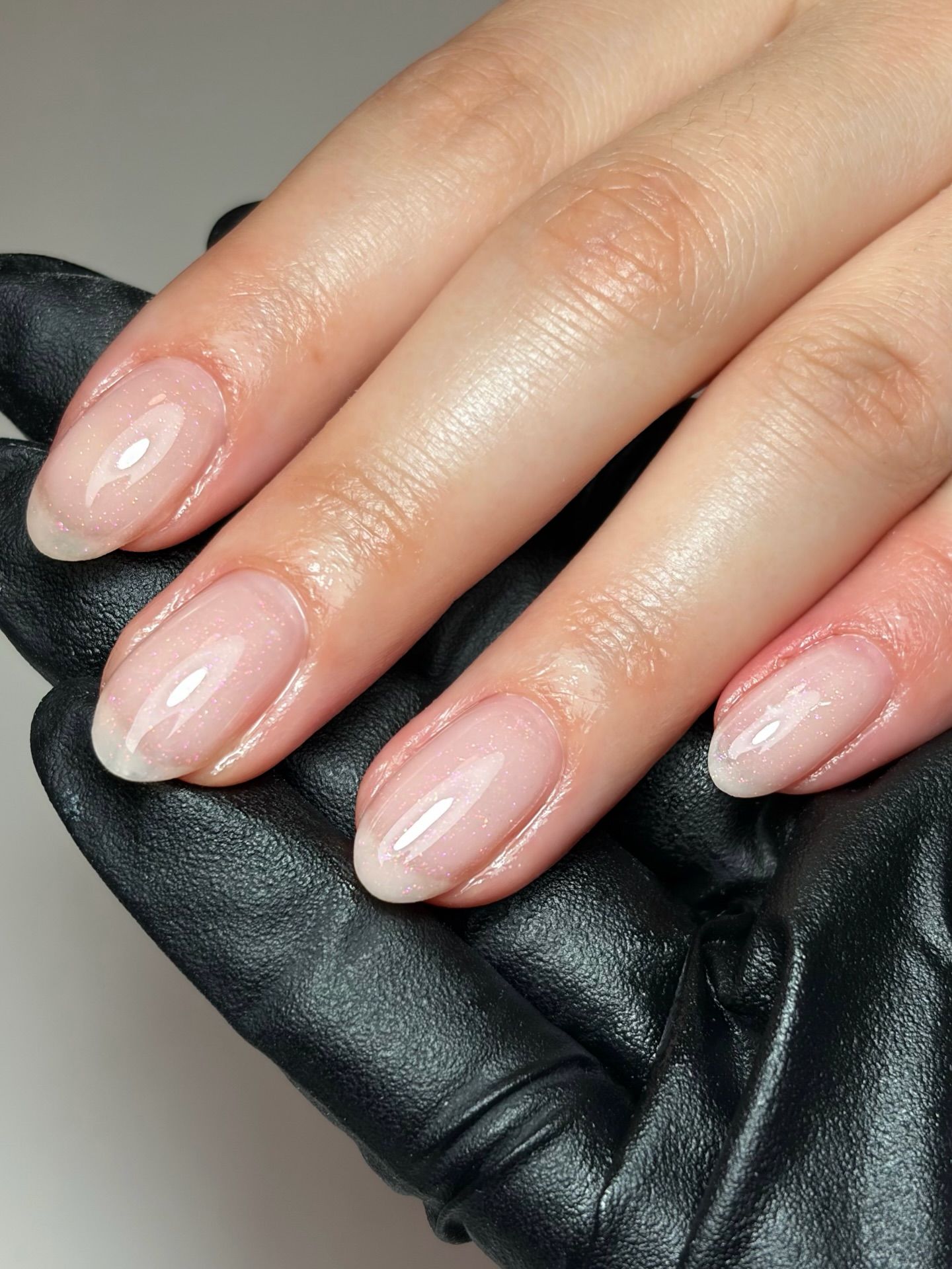 Shimmering Pale Pink Iridescent Shimmering Pale Pink Iridescent β Clean Girl Winter Nails