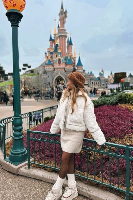 Cozy Sherpa Jacket and Knit Dress for a Neutral Winter Theme Park Look Cozy Sherpa Jacket and Knit Dress for a Neutral Winter Theme Park Look β Disney Winter Outfits
