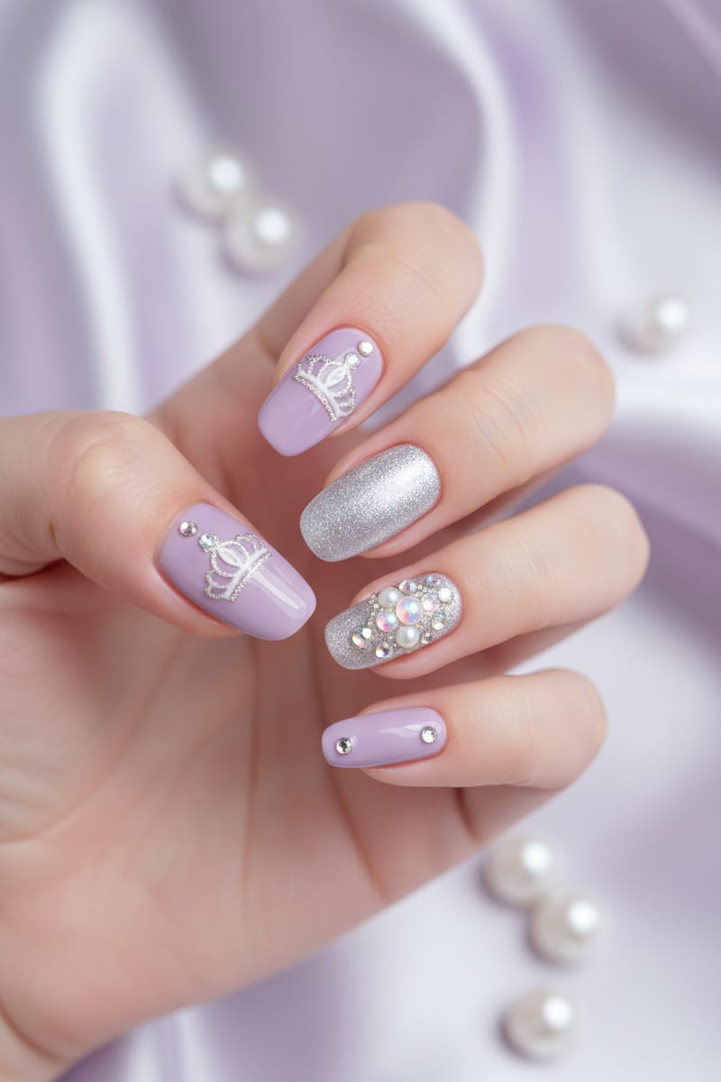 Medium Almond Lavender Crown Nails — Cute New Years Nails 2027