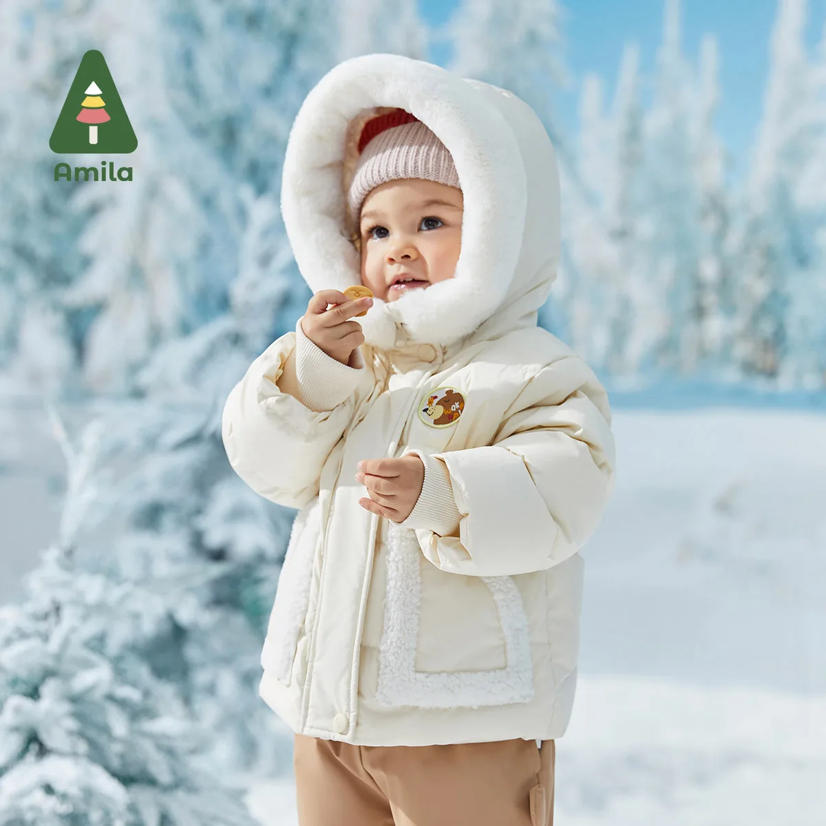 Cream Puffer Jacket with Fur-Lined Hood for Snowy Days Cream Puffer Jacket with Fur-Lined Hood for Snowy Days β Winter Outfits for Kids