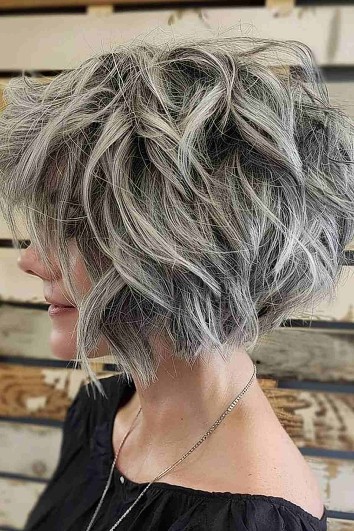 Bold Grey Bob With Silver Highlights — Winter Hair Colors for Women Over 70