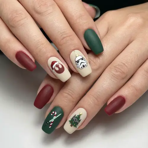 Matte Star Wars Christmas Coffin Nails Matte Star Wars Christmas Coffin Nails β Christmas Nails for Teens 2026