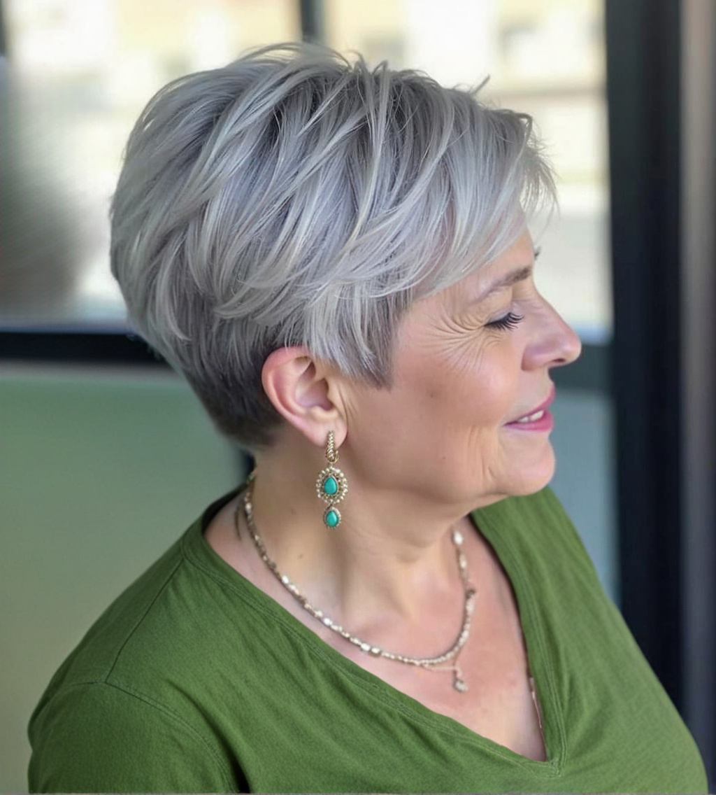 Ear-Length Pixie With Textured Bangs — Winter Haircuts for Women Over 70