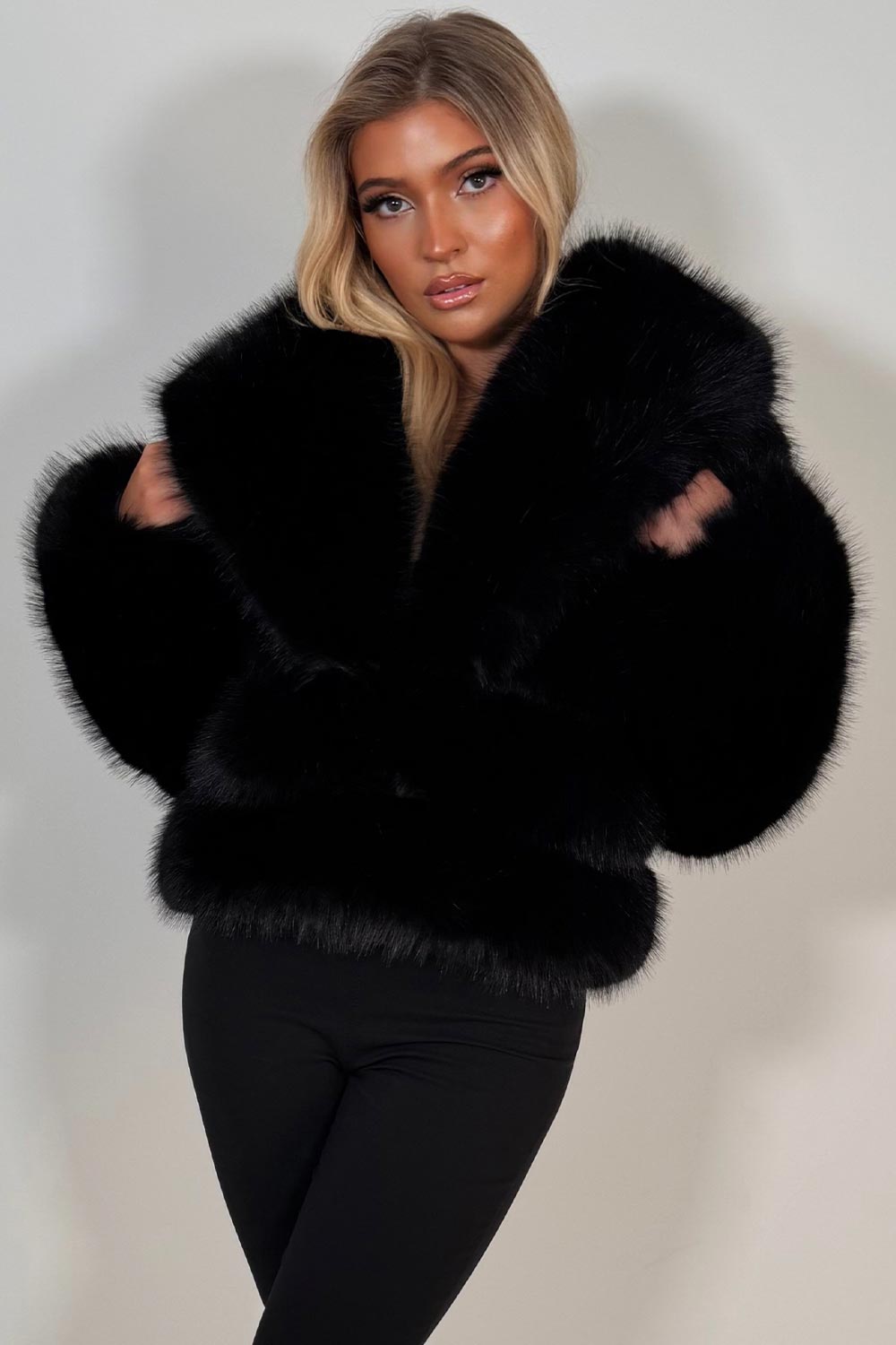 Dramatic Faux Fur Coat for an Opulent Evening Ensemble — All Black Winter Outfits