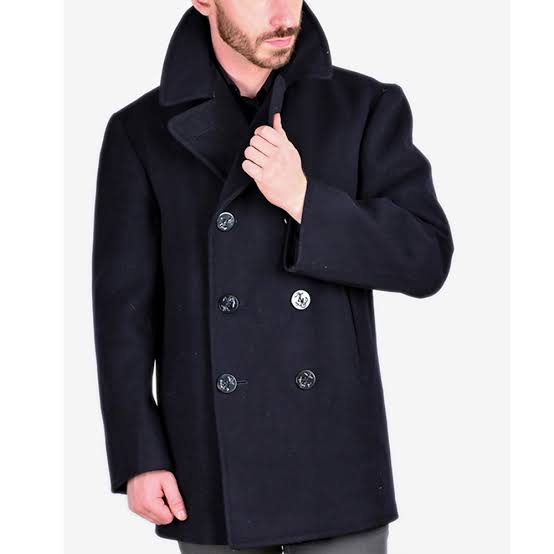 Navy Wool Peacoat with Large Lapels and Black Shirt Navy Wool Peacoat with Large Lapels and Black Shirt β Peacoat Outfits