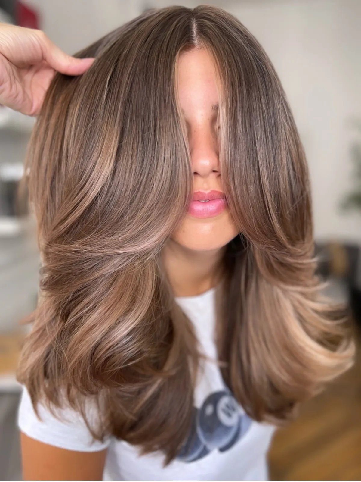 Voluminous Ash Brown Bob With Curtain Bangs Voluminous Ash Brown Bob With Curtain Bangs β Ash Brown Hair