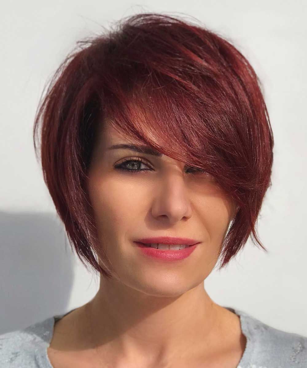 Red Visual Idea — Winter Hairstyles for Women Over 70