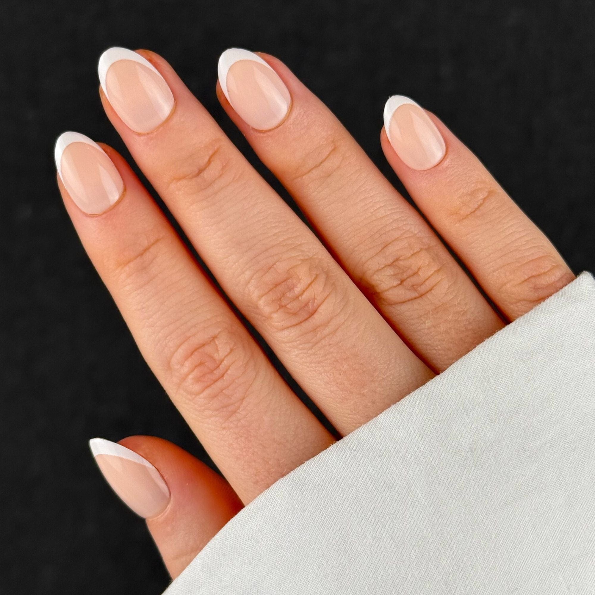 Classic French Manicure Short Almond Nails — Short Winter Nails