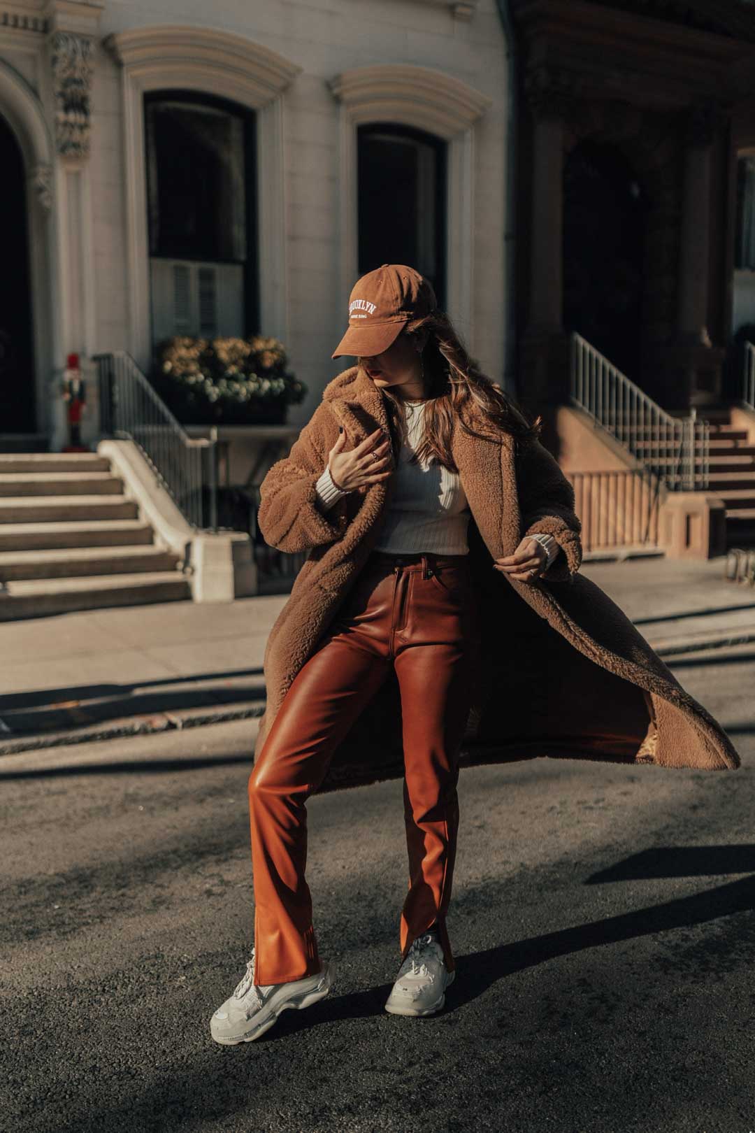 Teddy Coat and Faux Leather Pants for a Chic Winter Day — December Outfits
