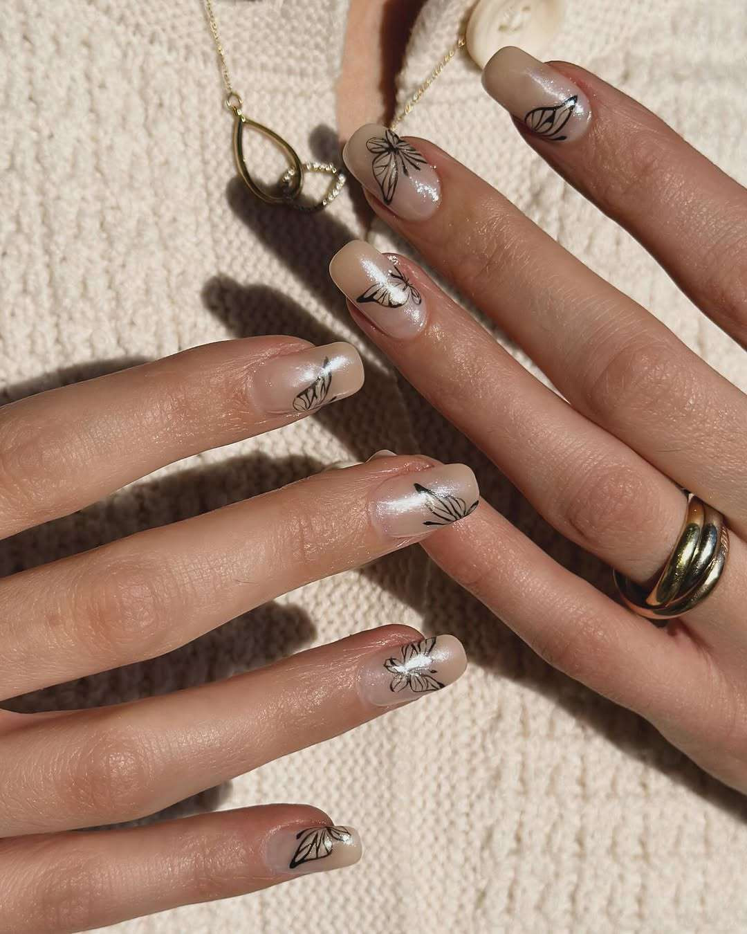 Spring Summer Not Winter Visual Idea — Winter Champagne Nails
