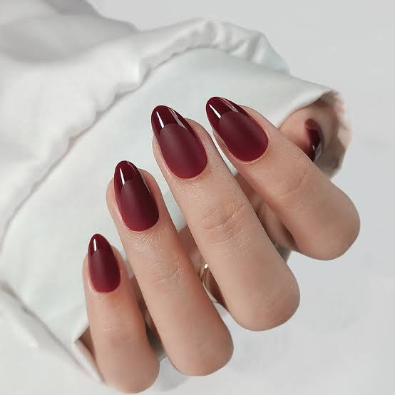 Matte And Glossy Visual Idea Matte And Glossy Visual Idea β Wine Christmas Nails 2026