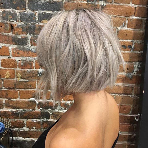 Silver Ash Shaggy Bob Choppy Bangs — Winter Hair Colors for Blondes