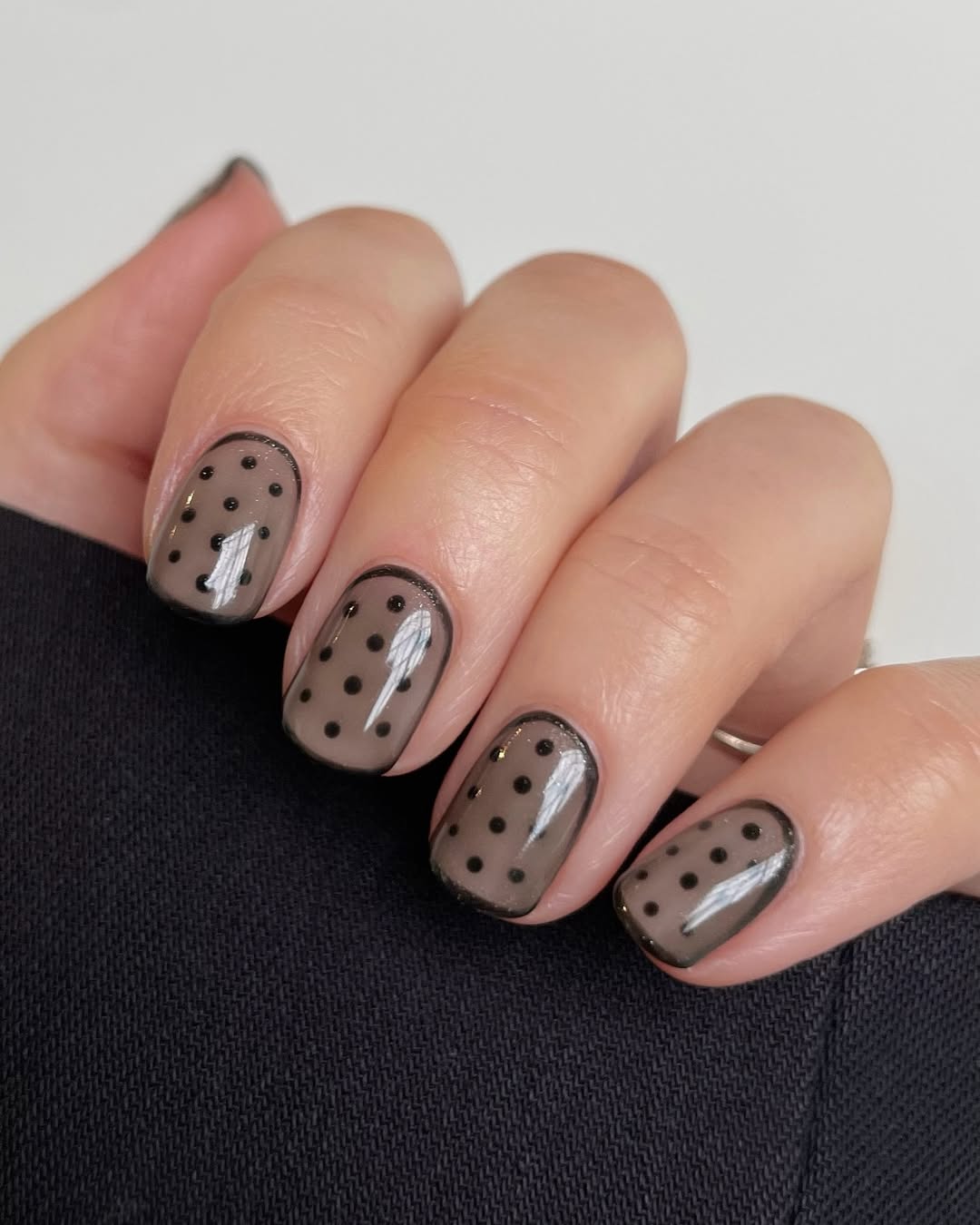 Sheer Grey Polka Dot French Tips Sheer Grey Polka Dot French Tips β Winter Nails for School