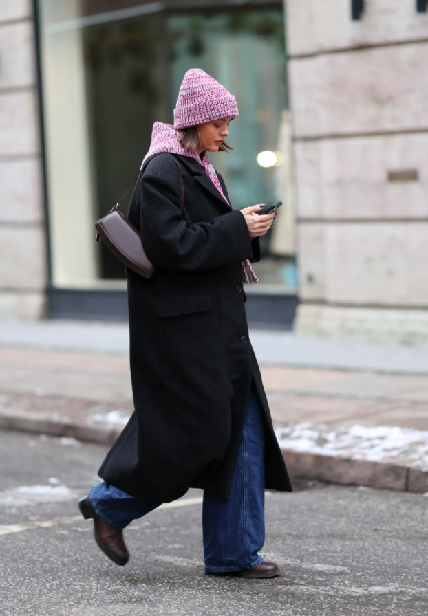 Unexpected Contrast: Grey Coat with Pink Hoodie Unexpected Contrast: Grey Coat with Pink Hoodie β Winter Capsule Wardrobe