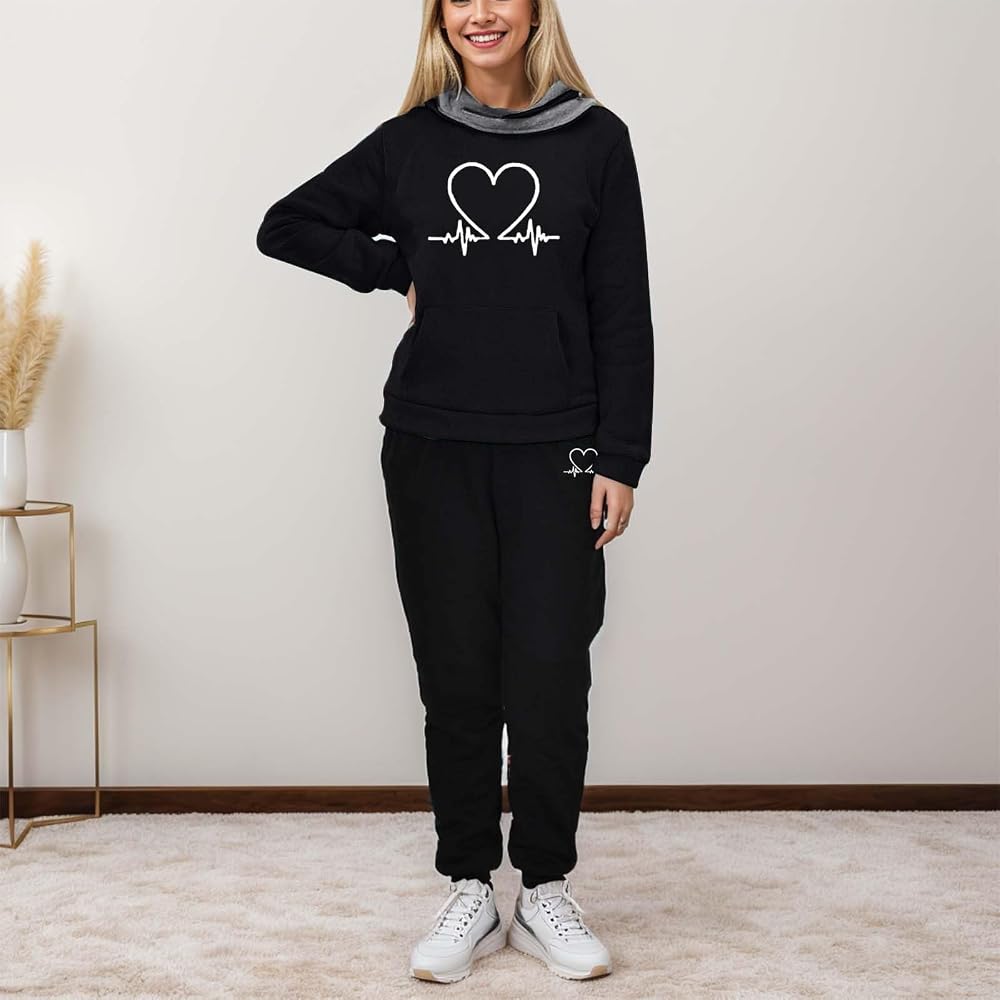 Graphic Sweatsuit with Layered Hoodie and Sneakers Graphic Sweatsuit with Layered Hoodie and Sneakers β Y2K Winter Outfits