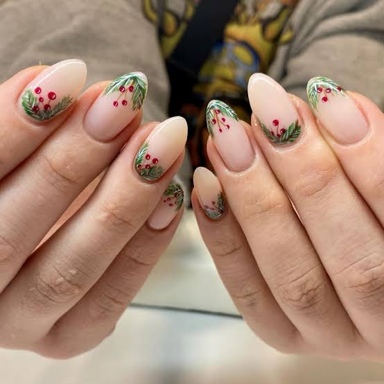 Holly Berry And Leaf Art On All Nails Visual Idea Holly Berry And Leaf Art On All Nails Visual Idea β Christmas Nails for Teens 2026