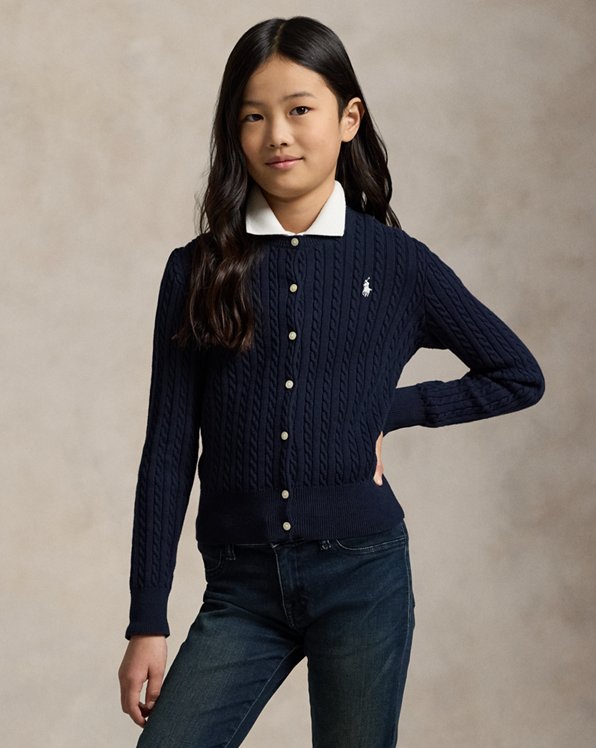 Classic Navy Cable-Knit Cardigan for Smart Casual Wear Winter Outfits for Kids