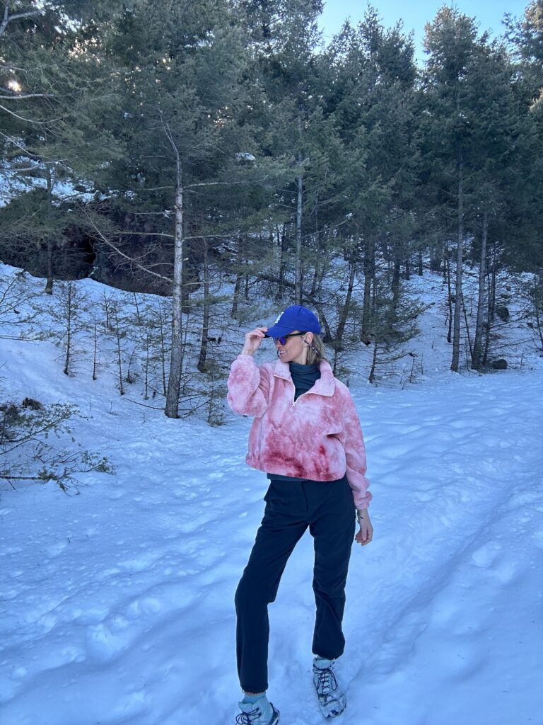 Pink Fuzzy Jacket for Casual Winter Hikes Pink Fuzzy Jacket for Casual Winter Hikes β Winter Hiking Outfits