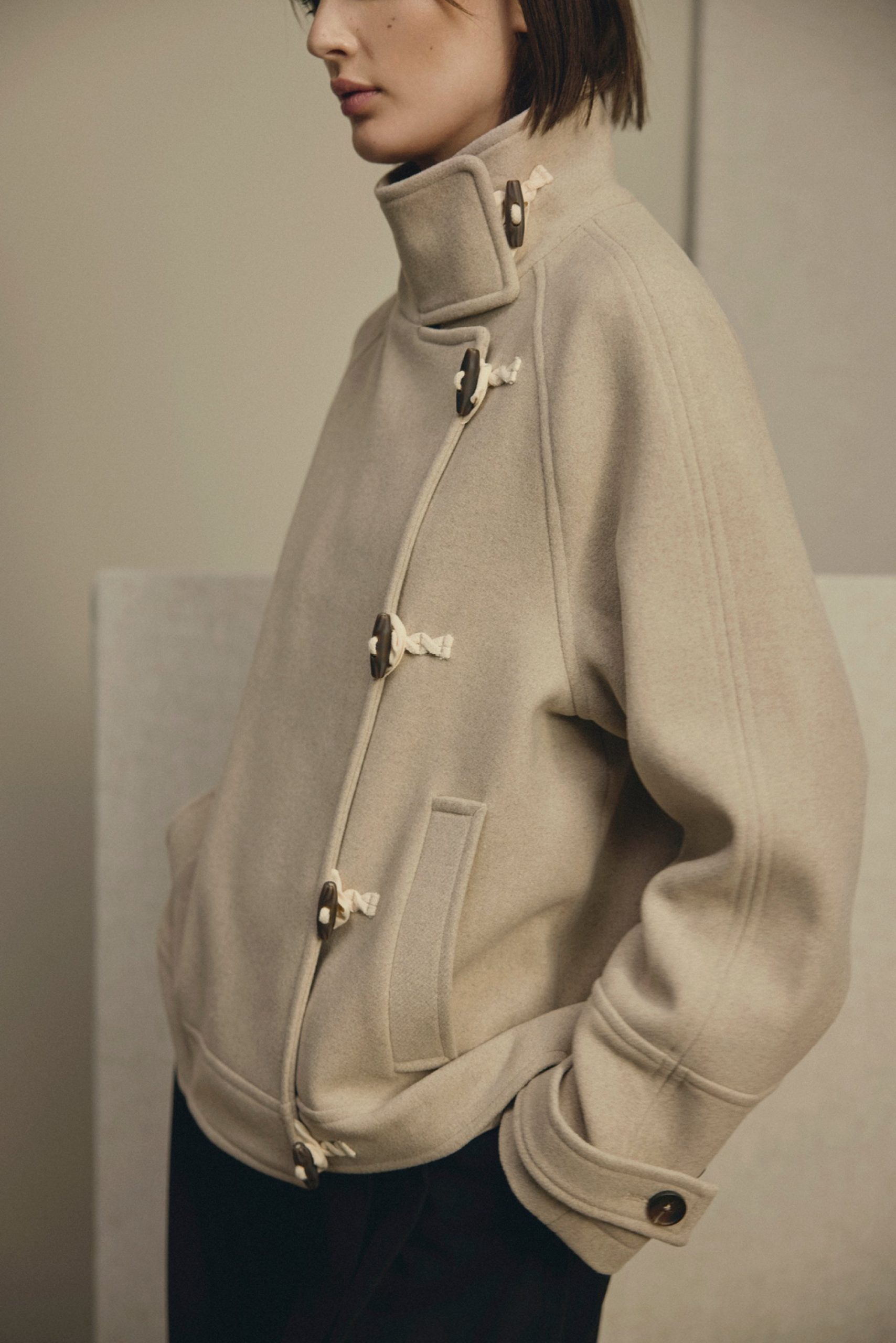 Asymmetrical Toggle Closure Wool Blend Jacket — Winter Coats for Women