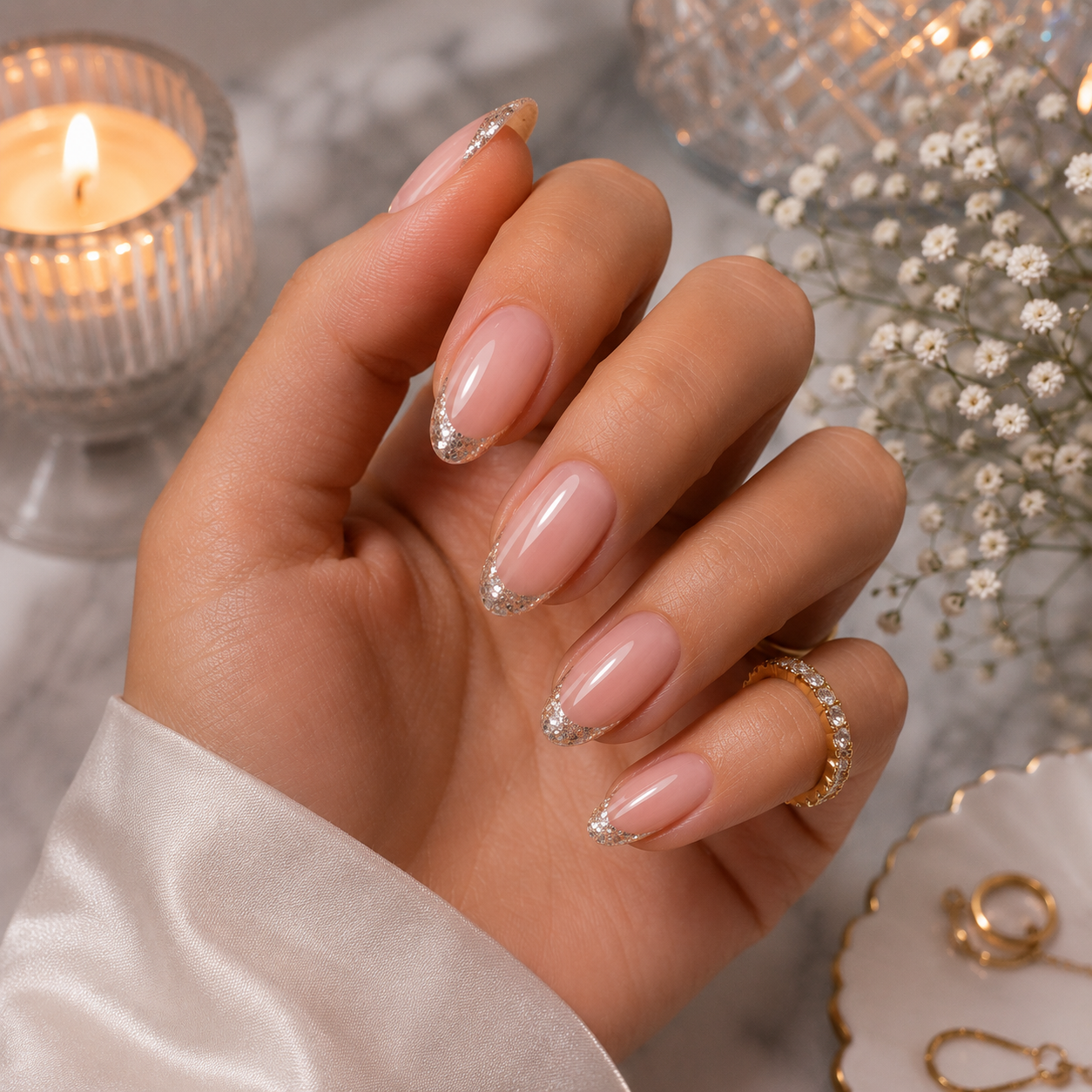 Medium Almond Classic White French Medium Almond Classic White French β New Years French Tip Nails 2027