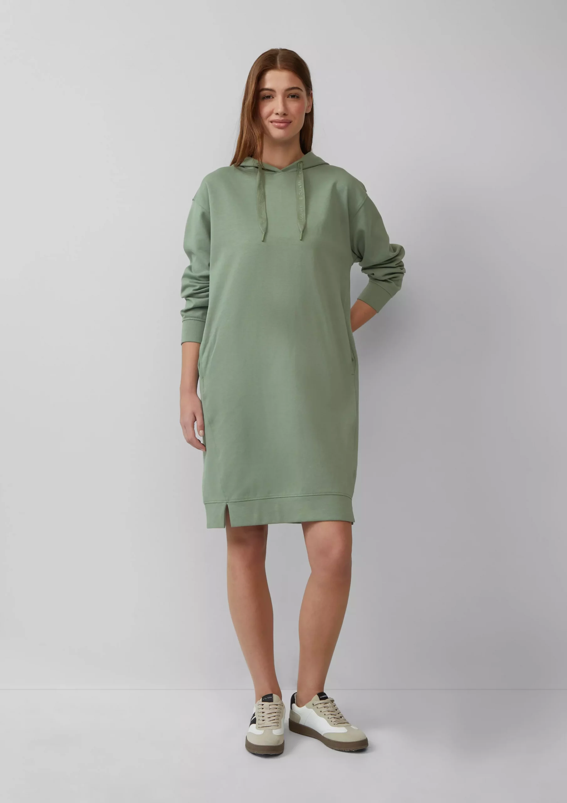 Sage Green Hoodie Dress with Sneakers Sage Green Hoodie Dress with Sneakers β Winter Dress Outfits