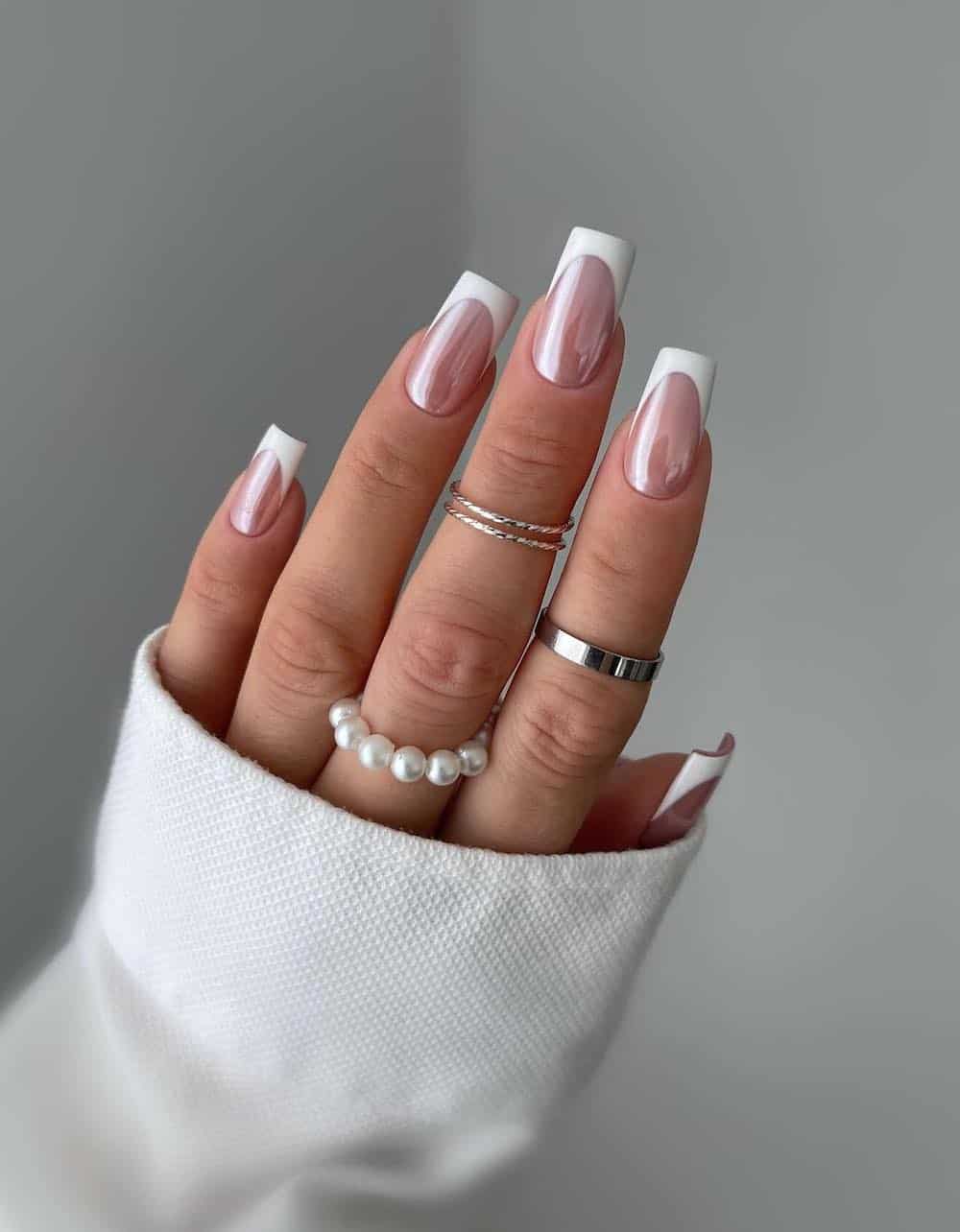Chic Chrome French Tips — Cute Winter Nails