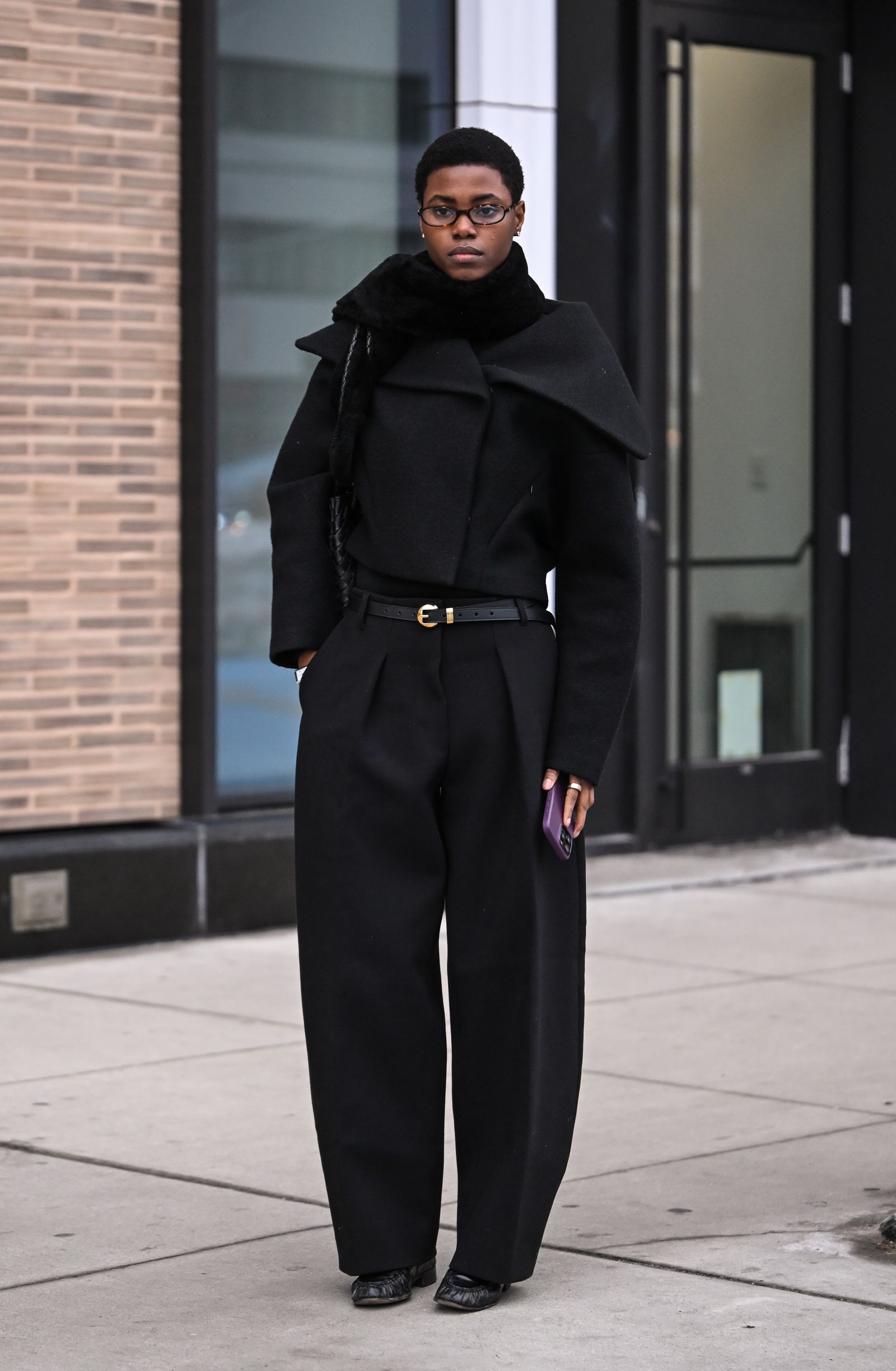 Monochromatic Black with a Statement Faux Fur Collar — NYC Winter Outfits