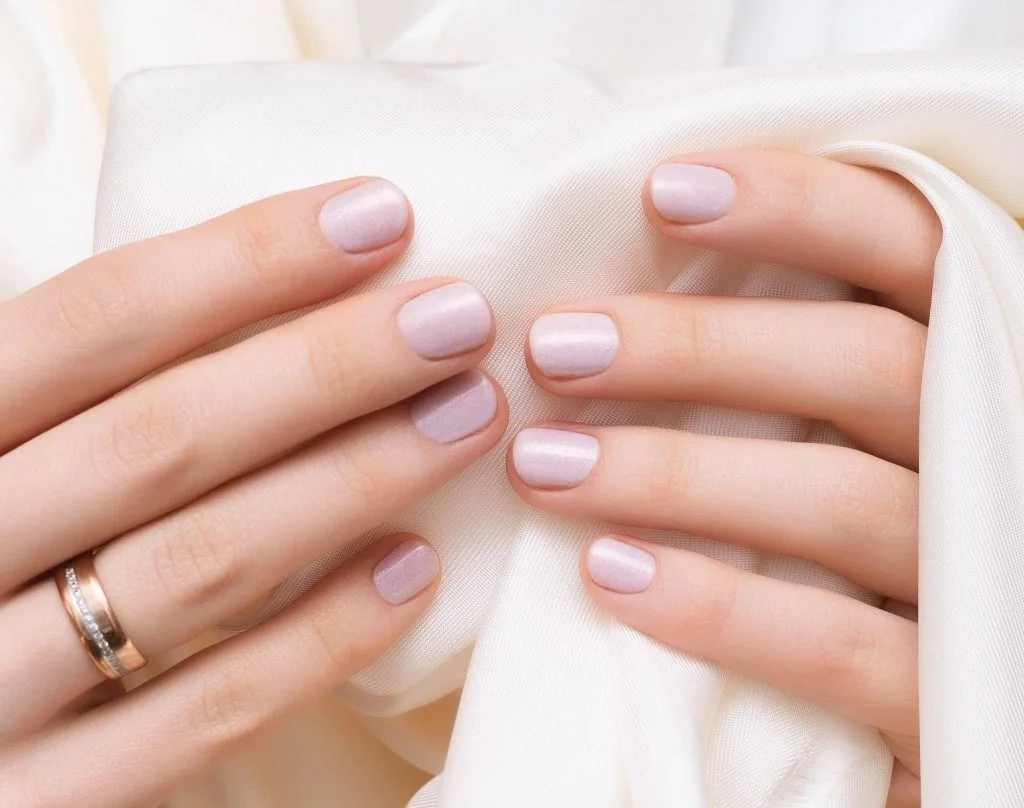 Shimmer Visual Idea Shimmer Visual Idea β Short Winter Oval Nails