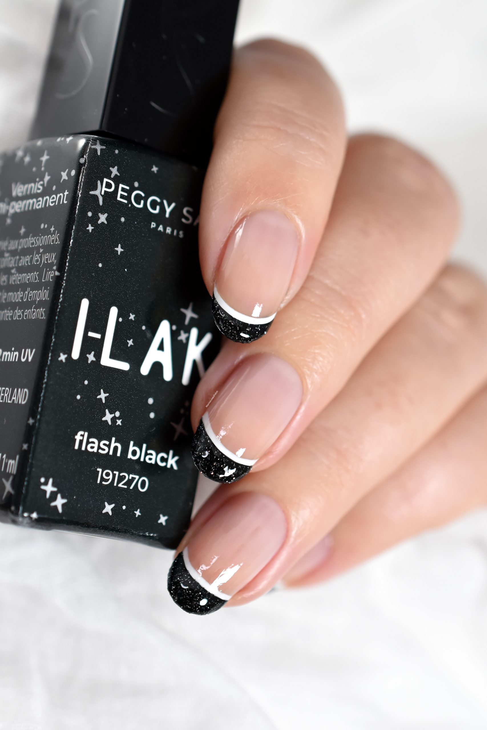 Short Square Black Glitter French Short Square Black Glitter French β New Years French Tip Nails 2027