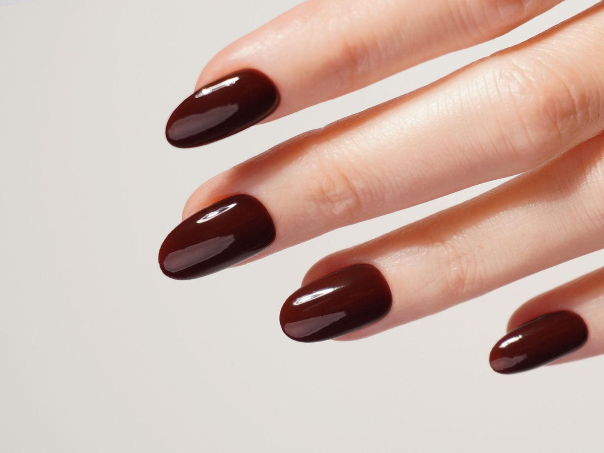 Deep Espresso Brown Glossy Winter Nails Deep Espresso Brown Glossy Winter Nails β Medium Winter Almond Nails