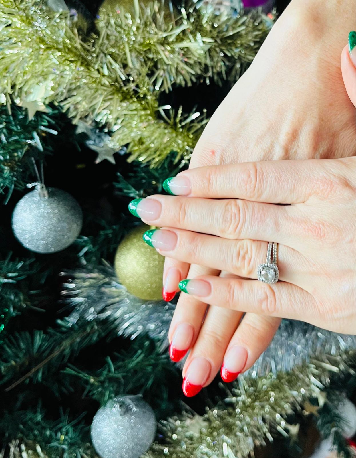 Red And Green French Tips Visual Idea Red And Green French Tips Visual Idea β Red and Green Christmas Nails 2026