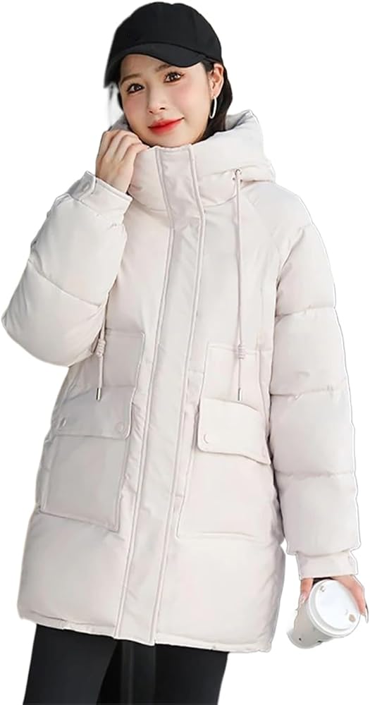 Practical Elegance: Cream Hooded Puffer Coat Practical Elegance: Cream Hooded Puffer Coat β Korean Winter Outfits