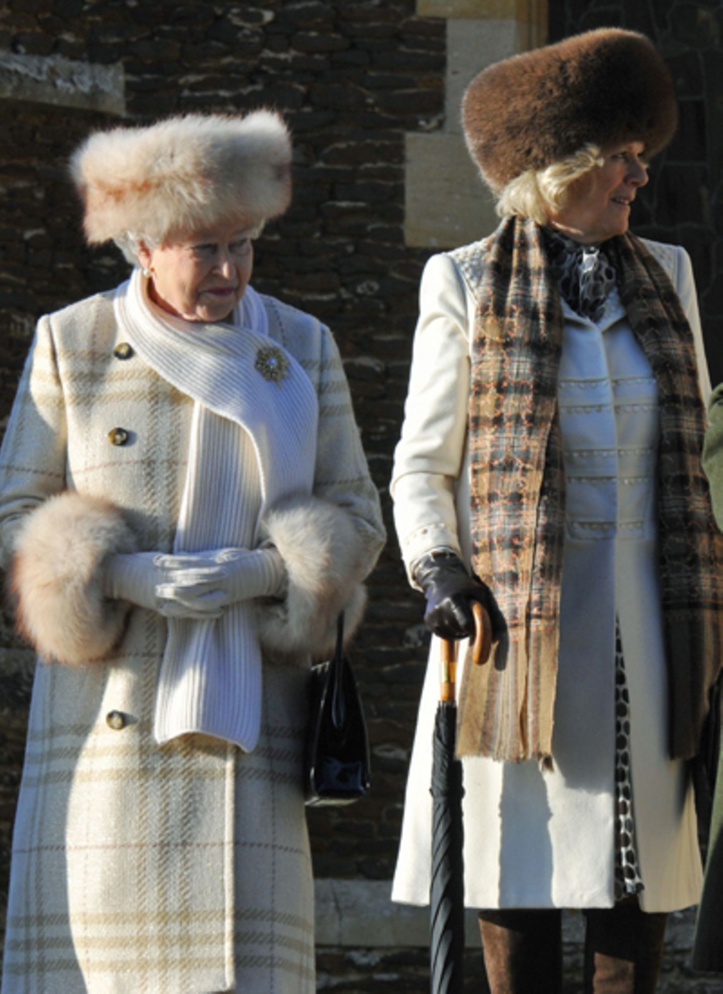 Formal Winter Elegance: Plaid and White Coats with Fur Trim — Late Winter Outfits