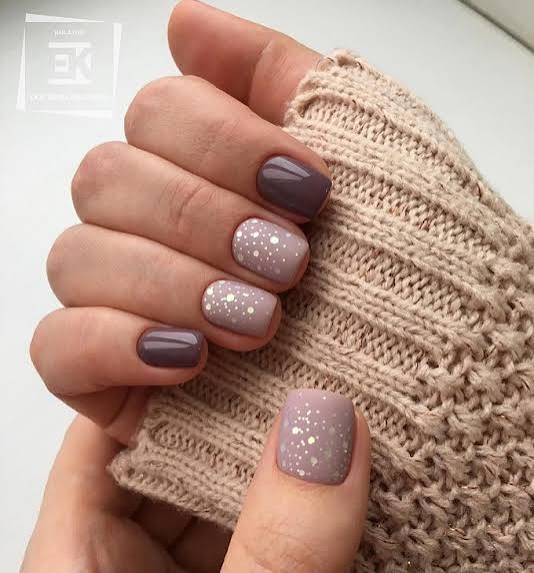Muted Purple Glitter Speckles — Simple Winter Nails