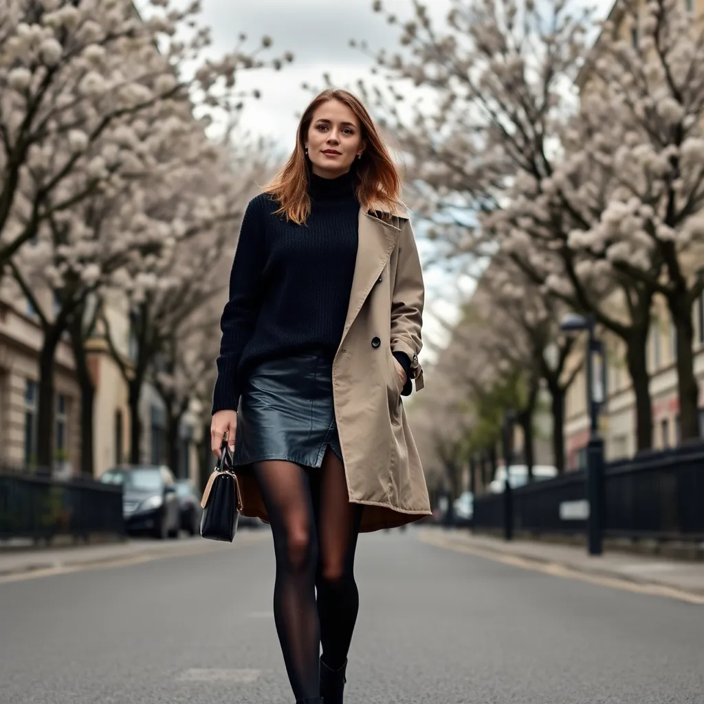 Opaque Black Tights with Oversized Sweater and Boots Opaque Black Tights with Oversized Sweater and Boots β Tights Outfits