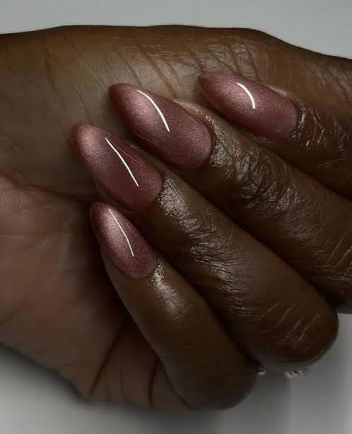 Grey Blue Subtle Cat Eye Nails — Winter Cat Eye Nails